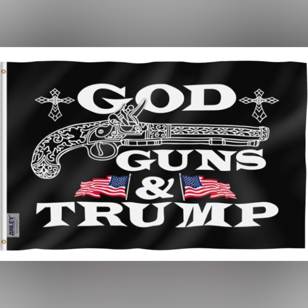 New God, Guns & Trump Flag 18x12
